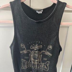 Garage Charcoal Ribbed Tank Top